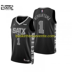 Maillot Basket San Antonio Spurs Victor Wembanyama 1 Jordan 2022-2023 Statement Edition Noir Swingman - Enfant